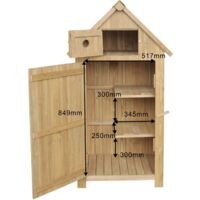 Wiltec Gartenhaus schmal aus Fichtenholz mit Bitumendach 770x540x1370mm für Garten