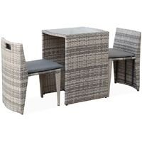 sweeek - Gartengarnitur aus Polyrattan Doppio Grautöne / Grau